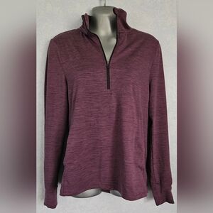 LAYERS Womens Purple Quarter-Zip Pullover M
